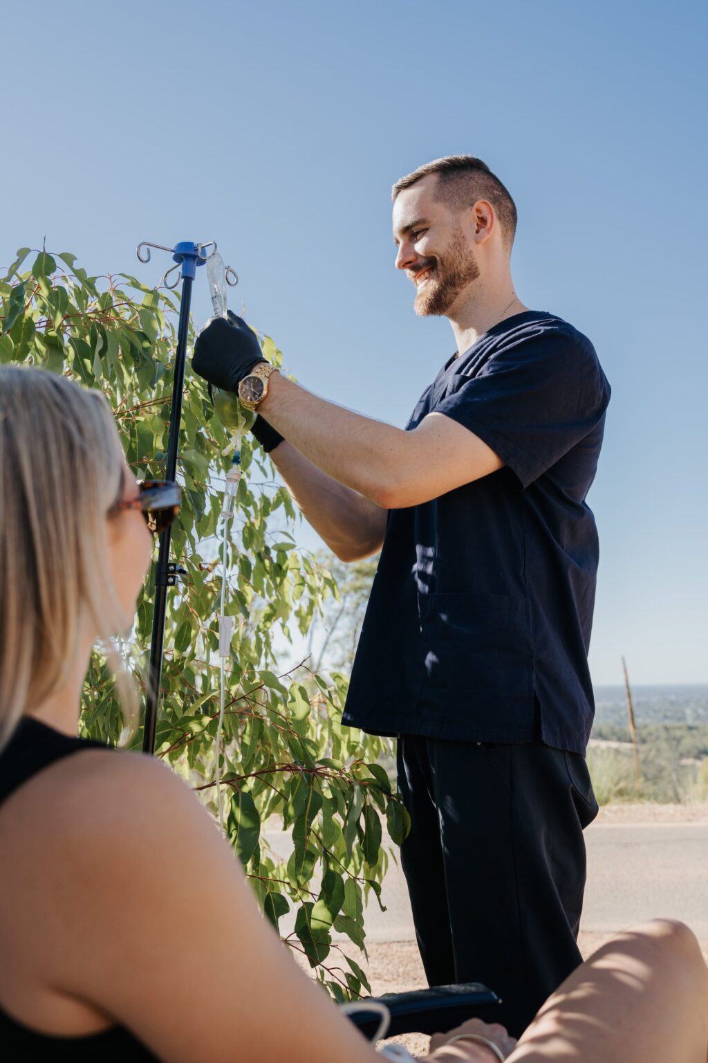 A Perth Wellness Infusions nurse arriving for a home visit